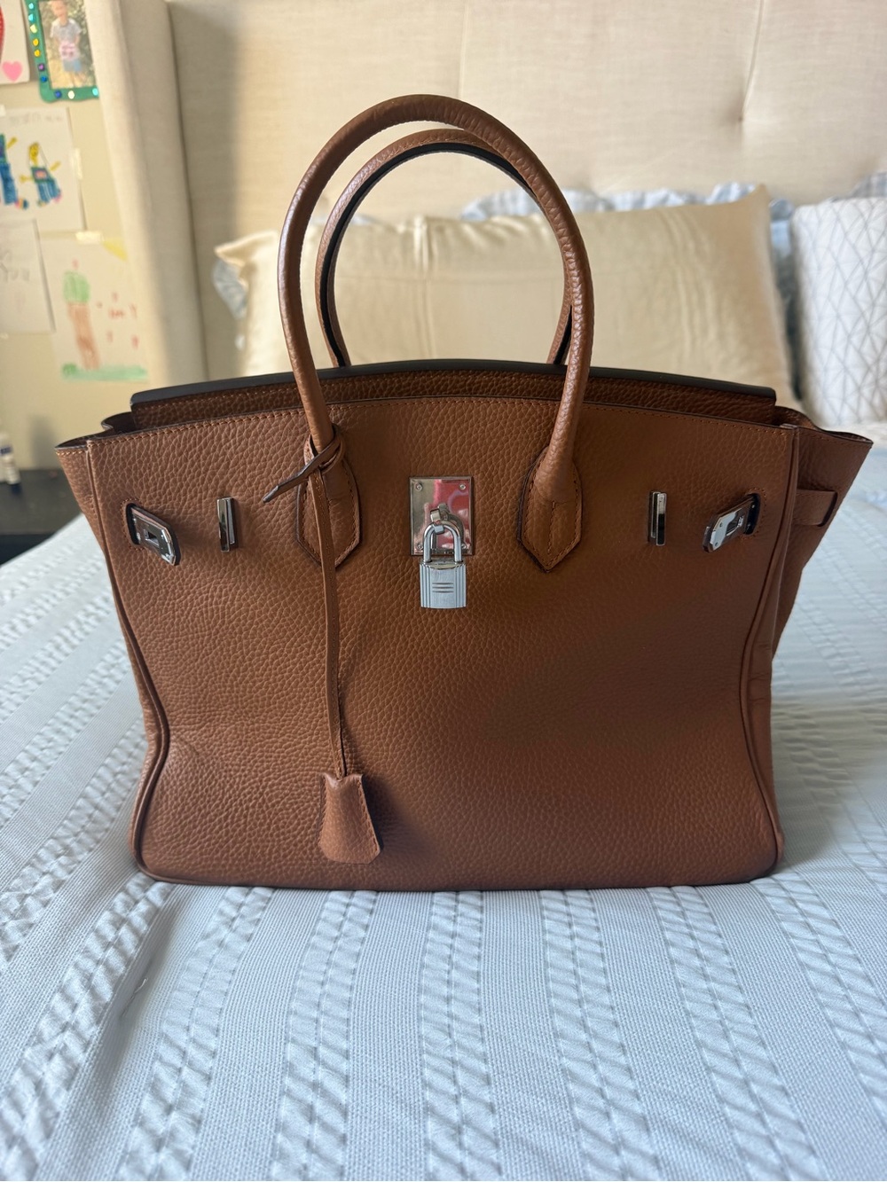 Classic Brown Leather Tote Handbag